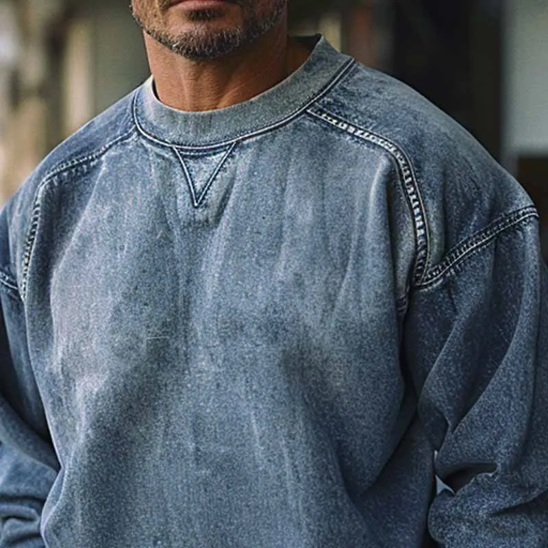 Men's Vintage Denim Crew Neck Sweatshirt 71895246X sold by Manly product image thumbnail 3