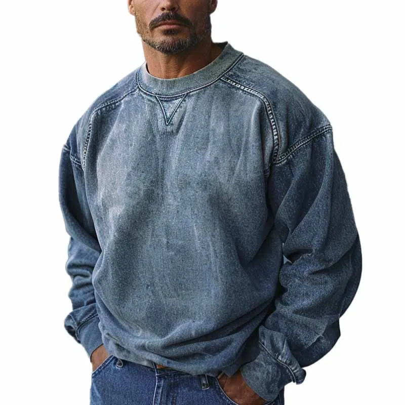 Men's Vintage Denim Crew Neck Sweatshirt 71895246X sold by Manly