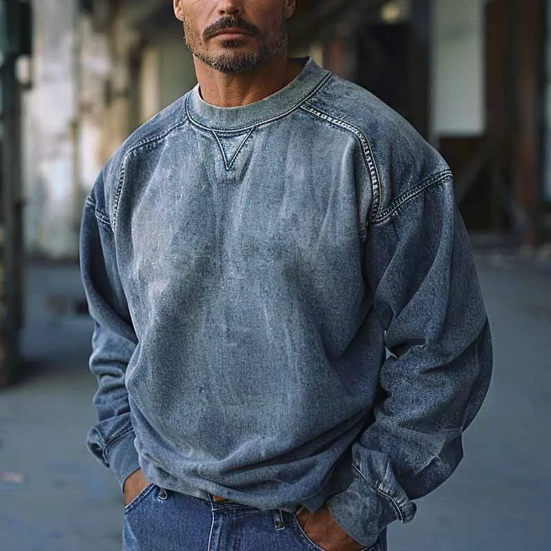 Men's Vintage Denim Crew Neck Sweatshirt 71895246X sold by Manly product image thumbnail 2