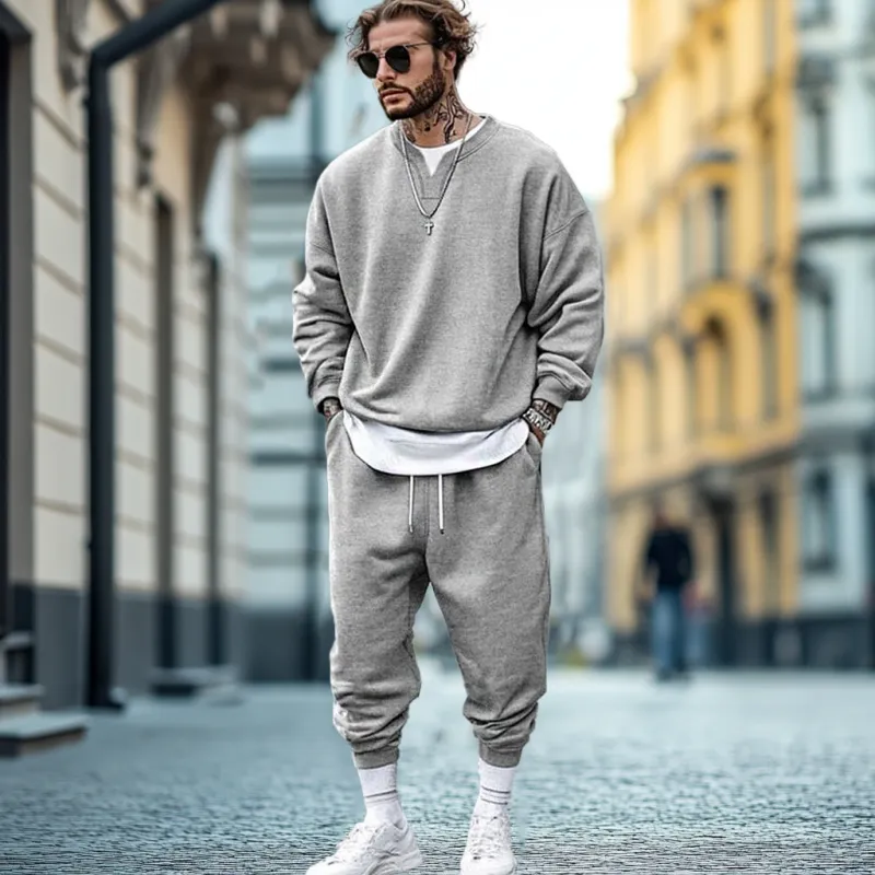 Men's Fashion Sports Round Neck Sweatshirt and Pants Set 11742524Y sold by Manly product image thumbnail 3