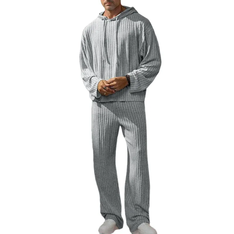 Men Fashion Sports Hoodie T-shirt Straight Pants Set 41212912Y sold by Manly