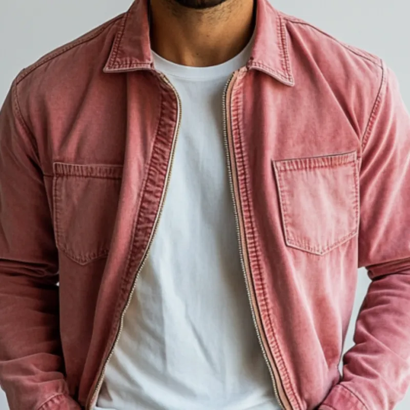 Men's Fashion Washed Zipper Lapel Denim Jacket 89476039Y sold by Manly product image thumbnail 2