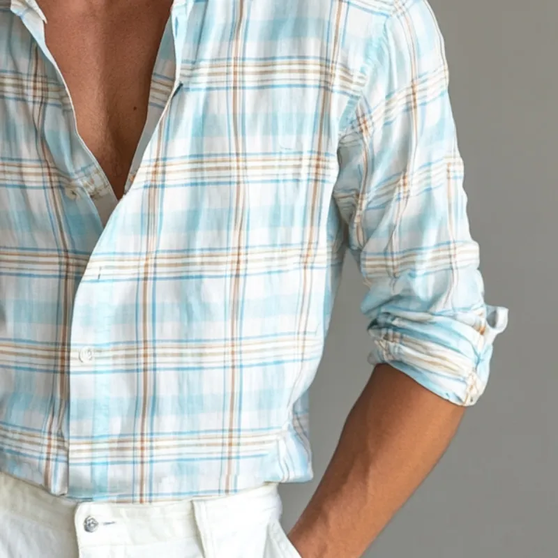 Men Fashion Check Lapel Long Sleeve Shirt 61261852Y sold by Manly product image thumbnail 2