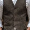 Men's Vintage Herringbone V-Neck Single-Breasted Multi-Pocket Slim Fit Vest 88687040M sold by Manly