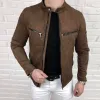 Men's Casual Suede Stand Collar Zipper Slim Jacket 32406856M sold by Manly