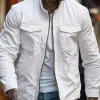 Men's Casual Stand Collar Zip-up Canvas Jacket 49432212F sold by Manly