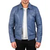 Men's Classic Casual Solid Color Lapel Leather Jacket 66081554K sold by Manly