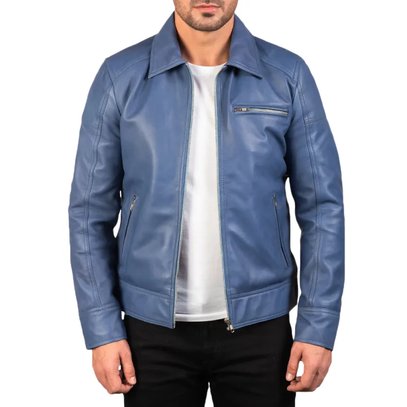 Men's Classic Casual Solid Color Lapel Leather Jacket 66081554K sold by Manly