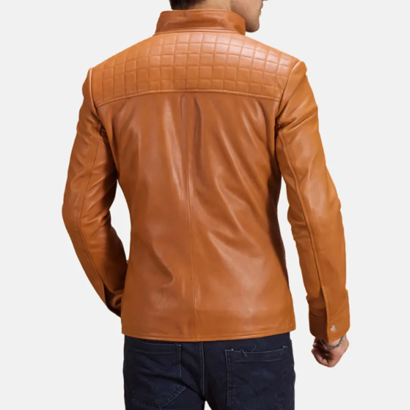 Men's Classic Casual Stand Collar Pocket Leather Jacket 37168200K sold by Manly product image thumbnail 3
