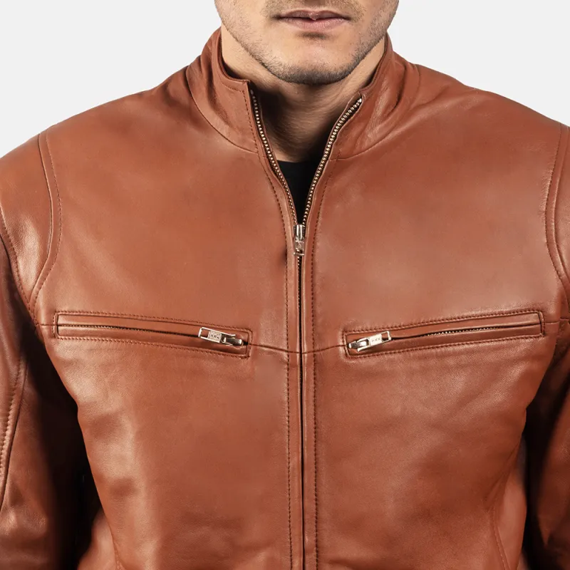 Men's Casual Solid Color Stand Collar Leather Jacket 29379624K sold by Manly product image thumbnail 5