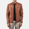 Men's Casual Solid Color Stand Collar Leather Jacket 29379624K sold by Manly