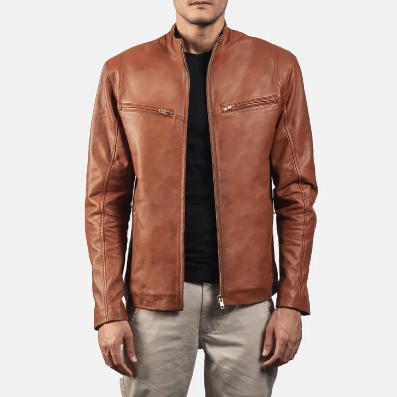 Men's Casual Solid Color Stand Collar Leather Jacket 29379624K sold by Manly product image thumbnail 2