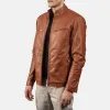 Men's Casual Solid Color Stand Collar Leather Jacket 29379624K sold by Manly