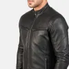 Men's Classic Casual Stand Collar Zip Leather Jacket 85425716K sold by Manly