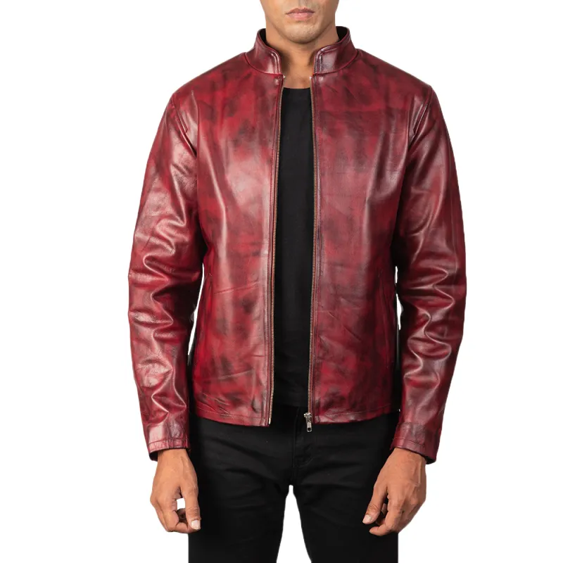 Men's Retro Fashion Casual Stand Collar Leather Jacket 89338192K sold by Manly