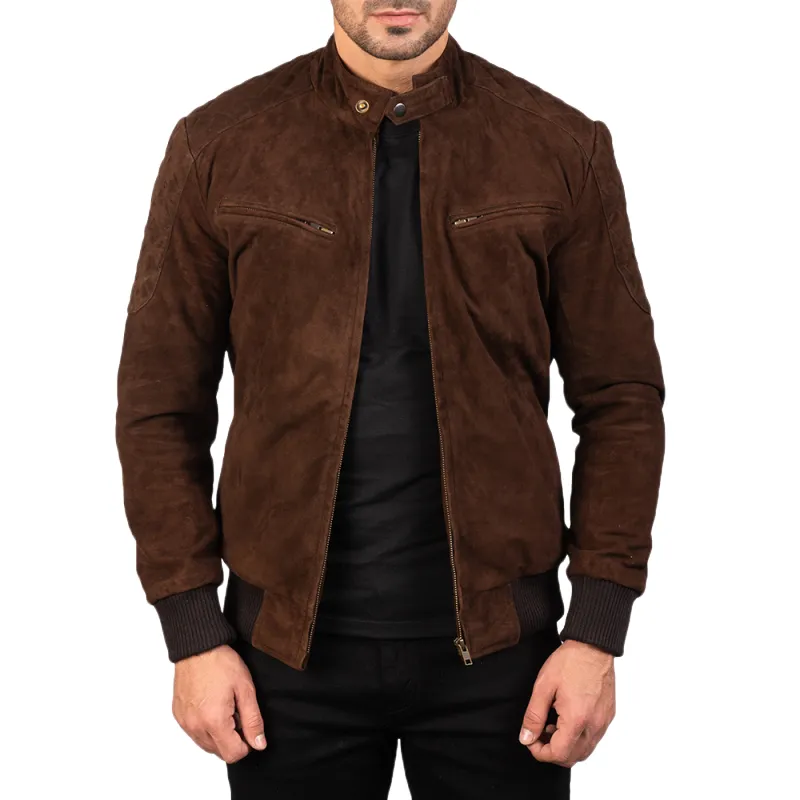 Men's Classic Casual Stand Collar Suede Jacket 51649571K sold by Manly