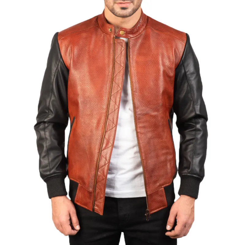 Men's Classic Casual Paneled Textured Leather Jacket 21568562K sold by Manly