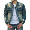 Men's Vintage Ripped Lapel Denim Jacket 97846774X sold by Manly