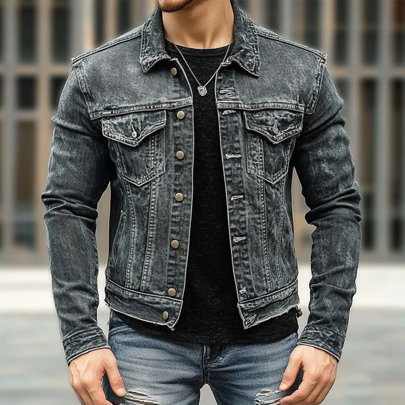 Men's Vintage Lapel Denim Jacket 87136284X sold by Manly product image thumbnail 4