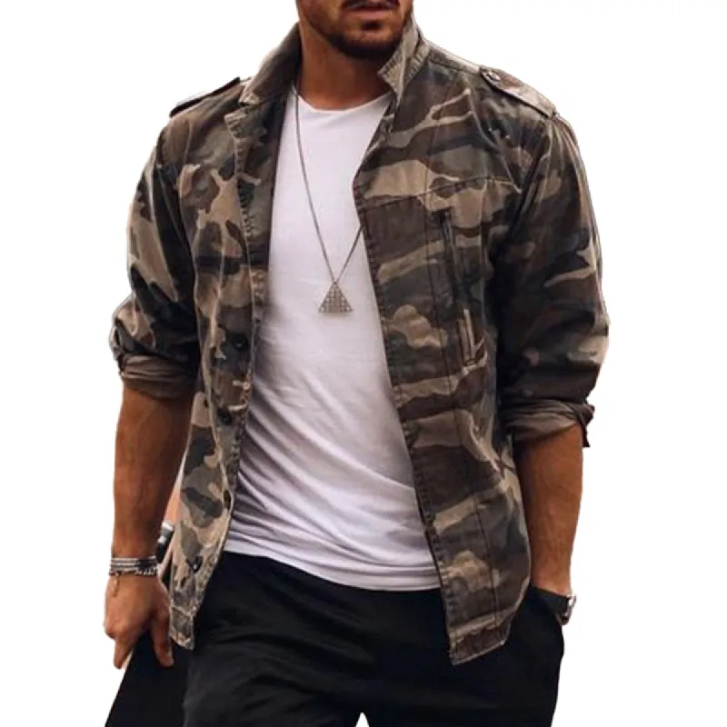 Men's Camouflage Outdoor Lapel Jacket 35964987X sold by Manly