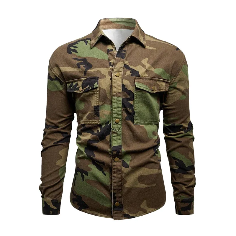 Men's Outdoor Camouflage Long Sleeve Lapel Shirt 75283771X sold by Manly