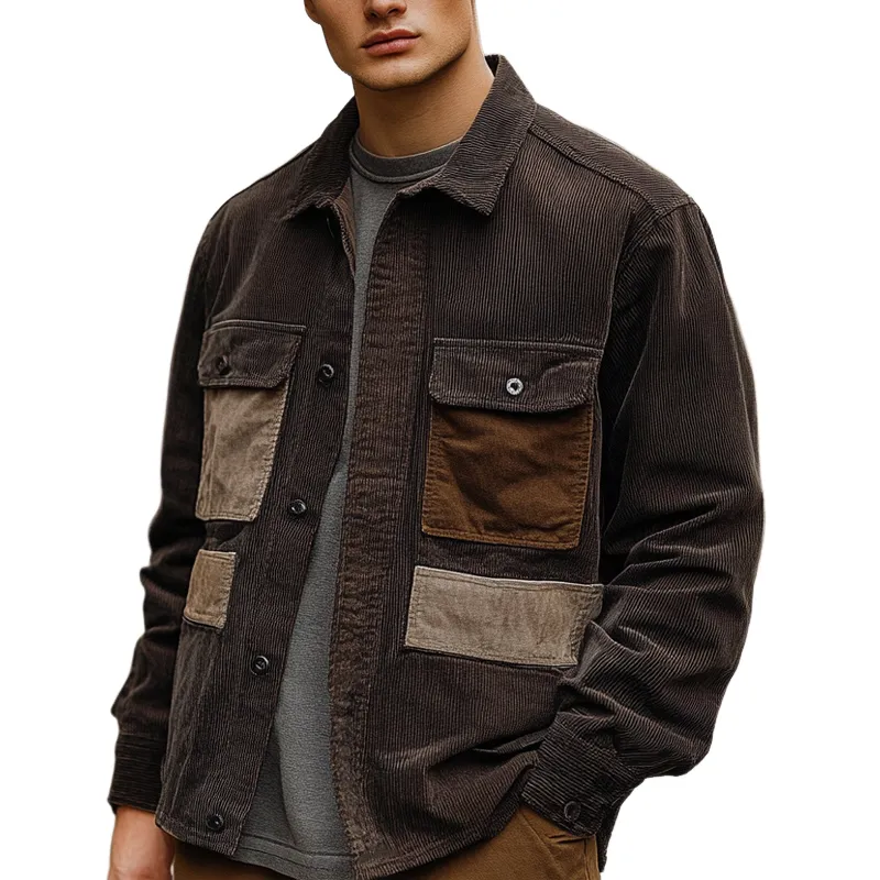 Men's Vintage Corduroy and Suede Long Sleeve Shirt 27288669U sold by Manly