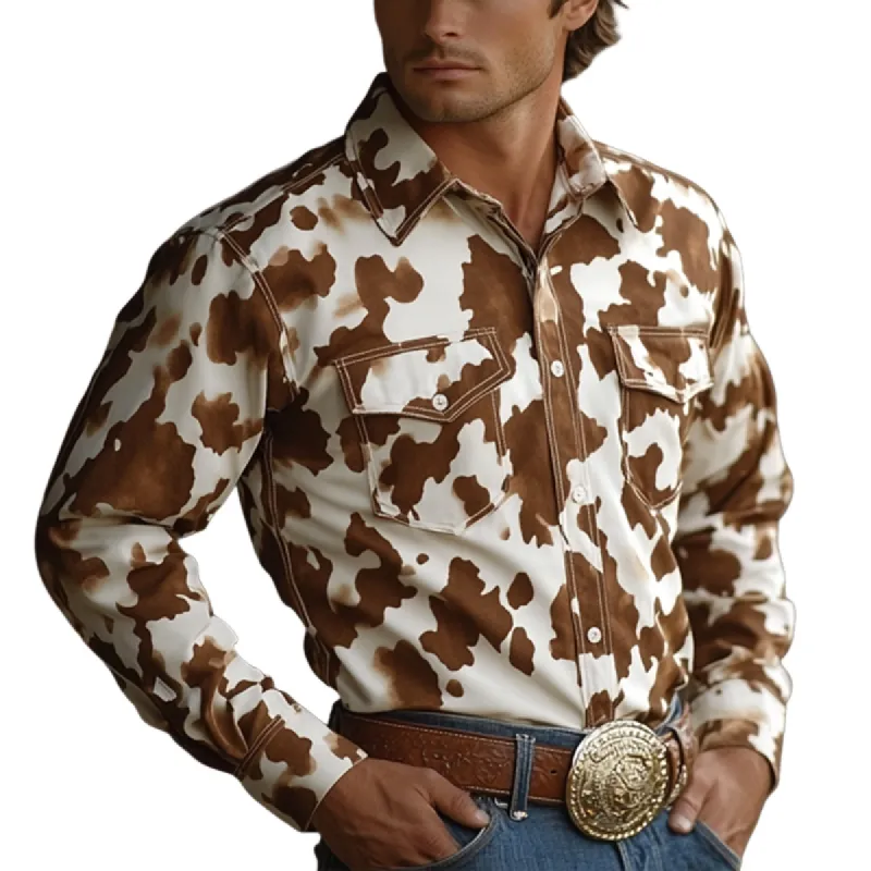 Men's Vintage Print Long Sleeve Shirt 80895528U sold by Manly