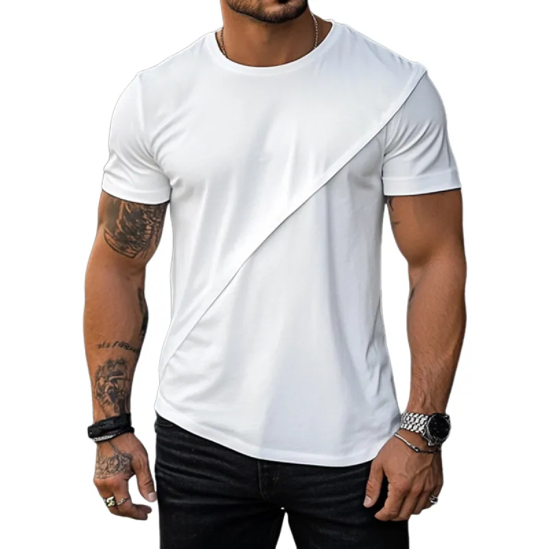 Men's Solid Color Simple Casual Short-sleeved T-shirt 44079793U sold by Manly