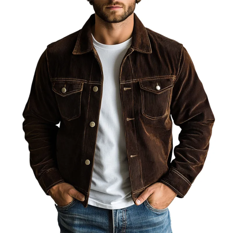 Men's Vintage Coffee Corduroy Button Jacket 50767123U sold by Manly