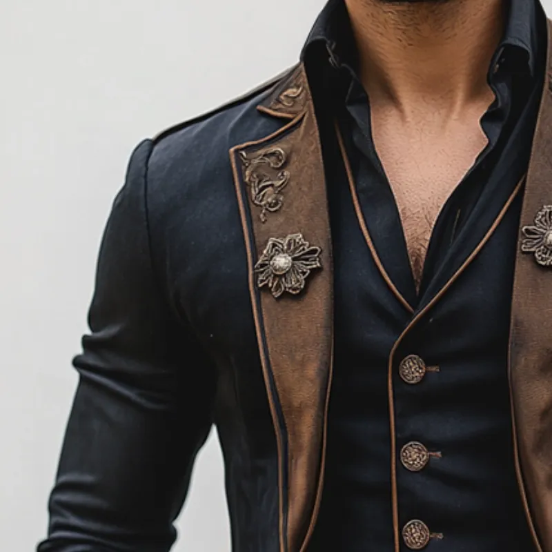 Men's Retro Casual Palace Style Western Embroidery Splicing Blazer 24490410TO sold by Manly product image thumbnail 3