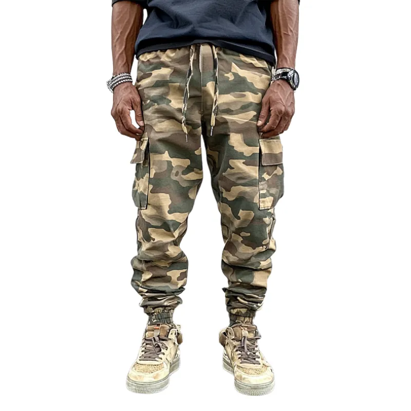 Men's Fashion Camo Elastic Waist Multi-pocket Cargo Pants 33139313Z sold by Manly