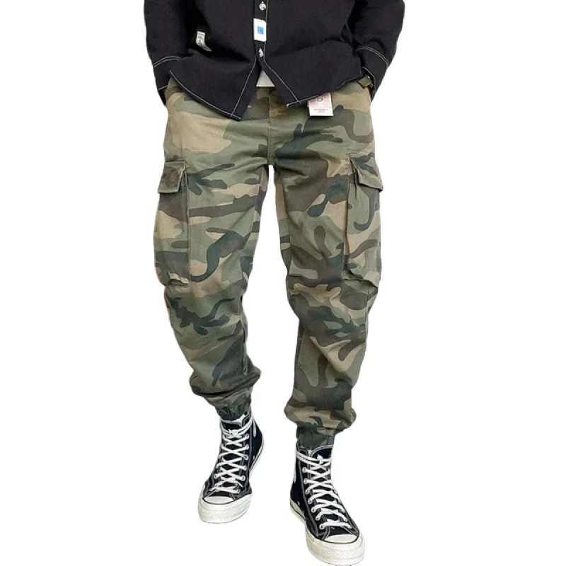 Men's Fashion Camo Elastic Waist Multi-pocket Cargo Pants 77592400Z sold by Manly