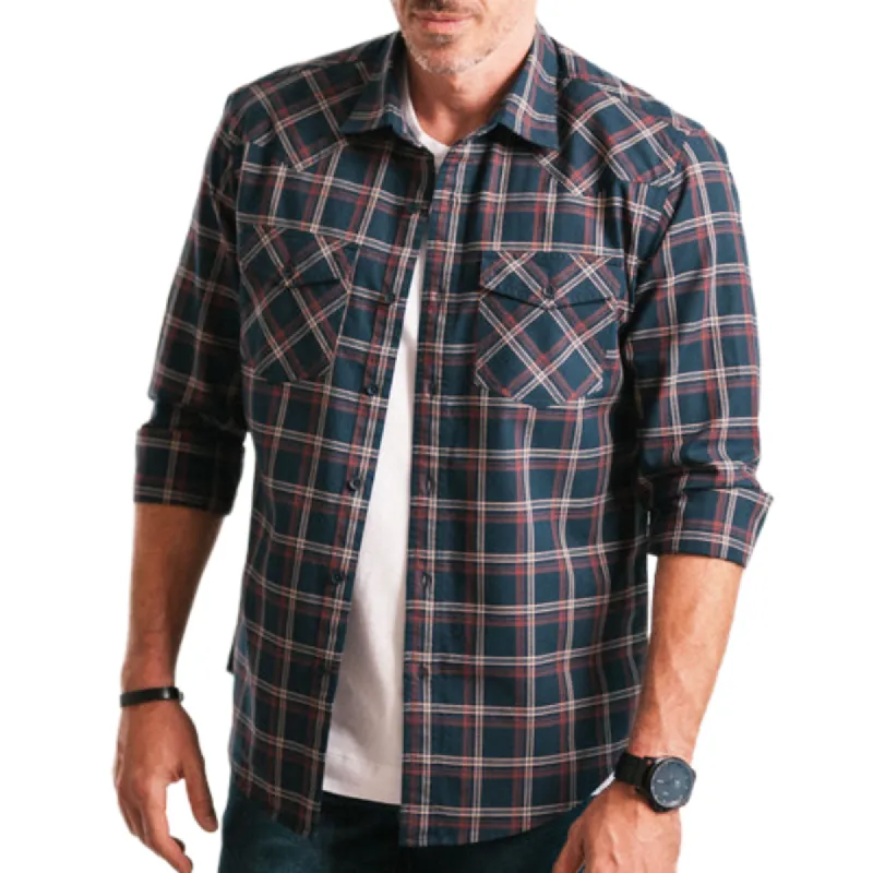 Men's Retro Lapel Contrast Plaid Long Sleeve Shirt 50250443F sold by Manly