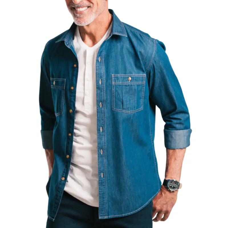 Men's Casual Denim Long Sleeve Shirt 13493143F sold by Manly