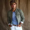 Men's Vintage Washed Stand Collar Double Chest Pockets Cargo Jacket 59466655Y sold by Manly