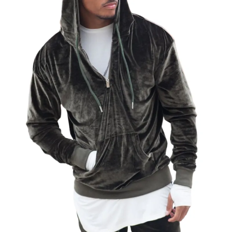 Men's Casual Slim Fit Zipper Velvet Hoodie 75148266K sold by Manly