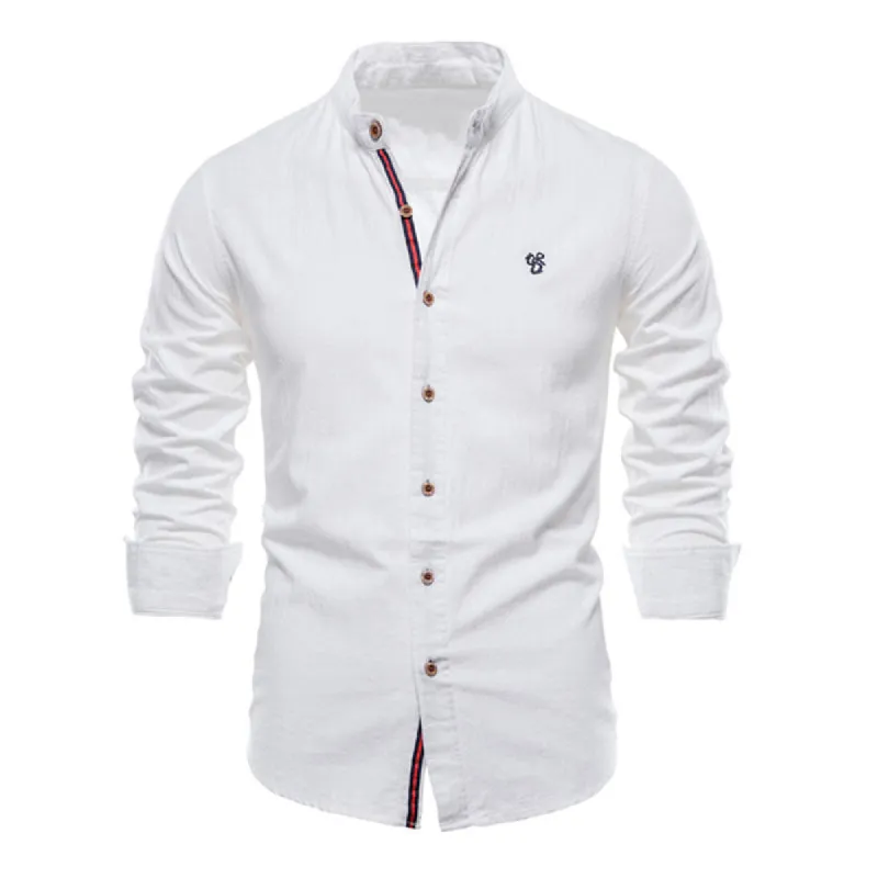 Men's Cotton and Linen Long-sleeved Shirt 64367572X sold by Manly
