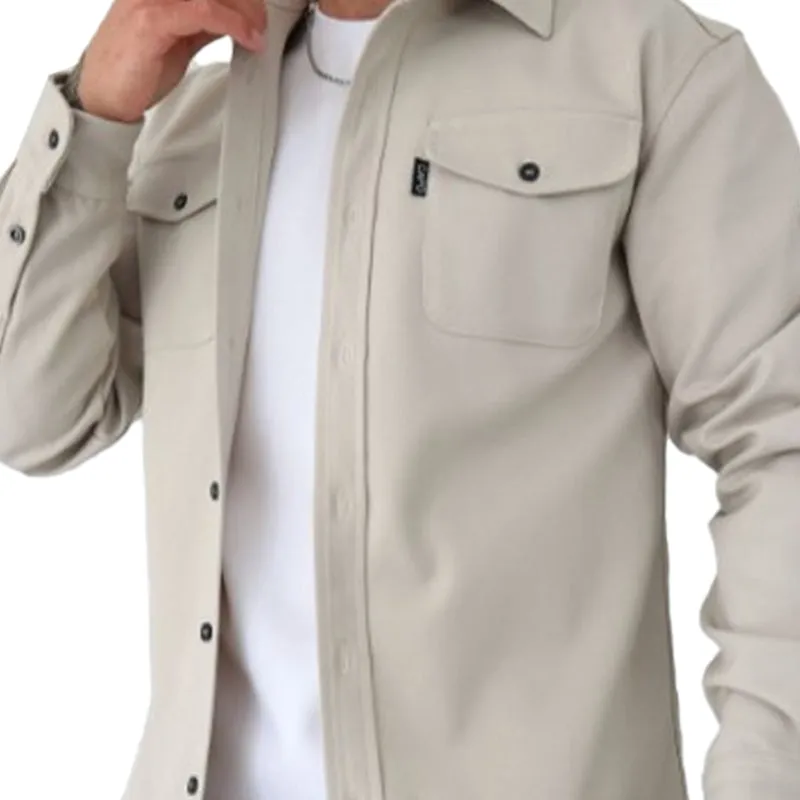 Men's Casual Brushed Solid Color Lapel Shirt Jacket 92445573X sold by Manly product image thumbnail 3