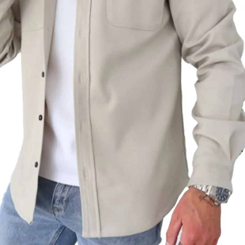 Men's Casual Brushed Solid Color Lapel Shirt Jacket 92445573X sold by Manly product image thumbnail 4