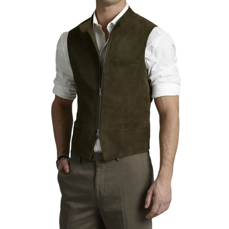 Men's Vintage Suede Slim Fit Zip Vest 81404115U sold by Manly product image thumbnail 3