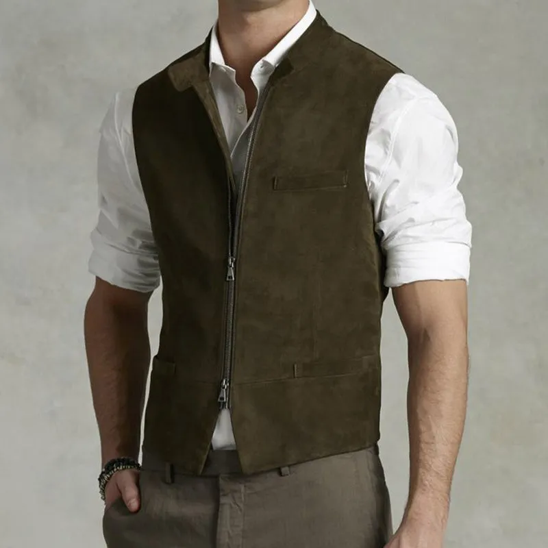 Men's Vintage Suede Slim Fit Zip Vest 81404115U sold by Manly product image thumbnail 2
