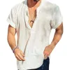Men's Linen Skin-friendly Solid Color Short-sleeved T-shirt 91161749U sold by Manly