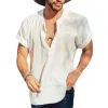 Men's Linen Skin-friendly Solid Color Short-sleeved T-shirt 91161749U sold by Manly