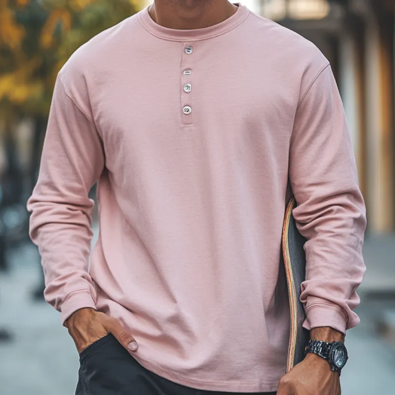 Men's Casual Cotton Round Neck Loose Long Sleeve T-Shirt 76358096M sold by Manly product image thumbnail 3