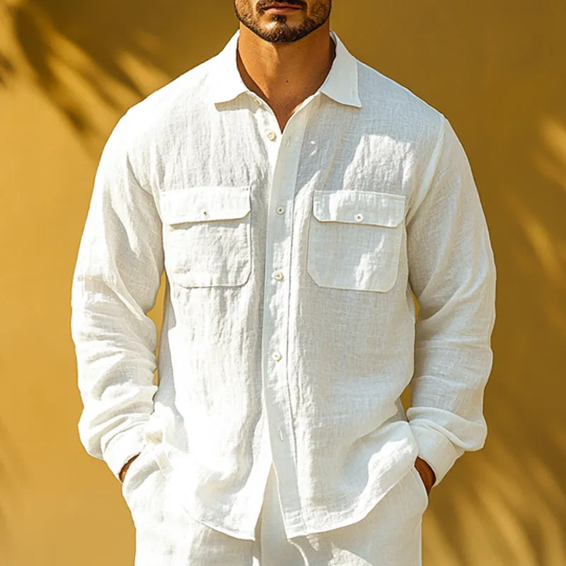 Men's Casual Loose Linen Long-sleeved Shirt 06224331U sold by Manly product image thumbnail 2