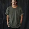 Men's Casual Linen Round Neck Tassel Short-sleeved T-shirt 78587766U sold by Manly