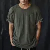 Men's Casual Linen Round Neck Tassel Short-sleeved T-shirt 78587766U sold by Manly