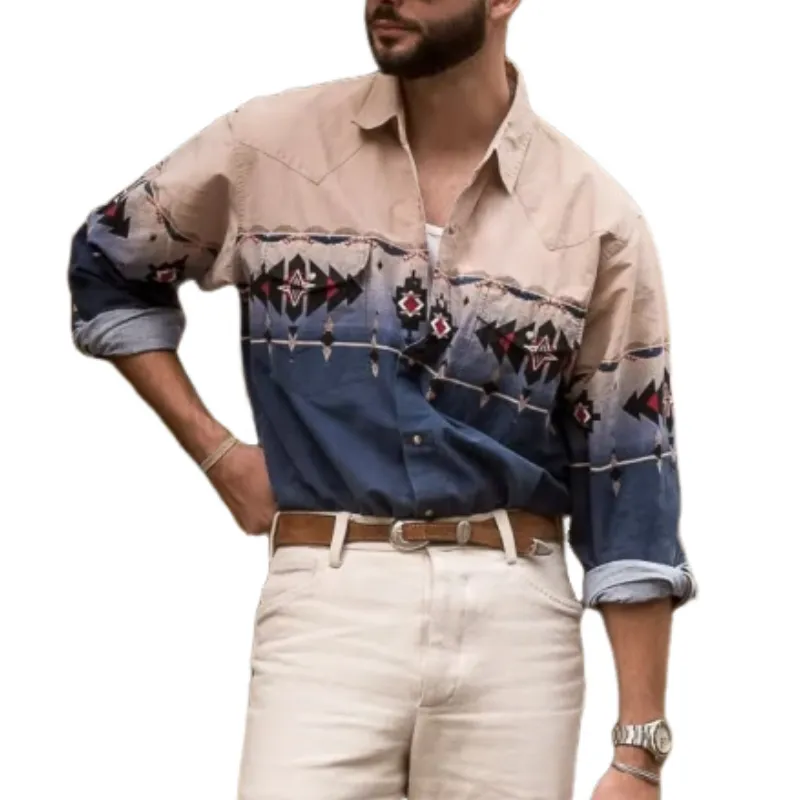Men's Classic Casual Printed Long Sleeve Shirt 43451853K sold by Manly