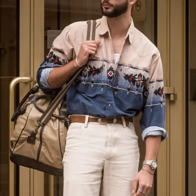 Men's Classic Casual Printed Long Sleeve Shirt 43451853K sold by Manly product image thumbnail 2