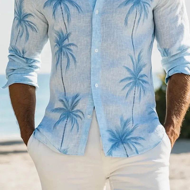 Men's Hawaiian Print Long Sleeve Lapel Shirt 78342285X sold by Manly product image thumbnail 3